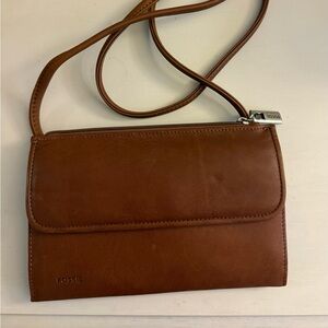 Fossil Tan Leather Crossbody Bag
